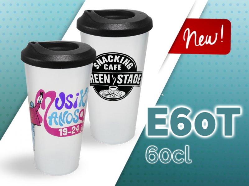 New 50/60 cl reusable cup with lid